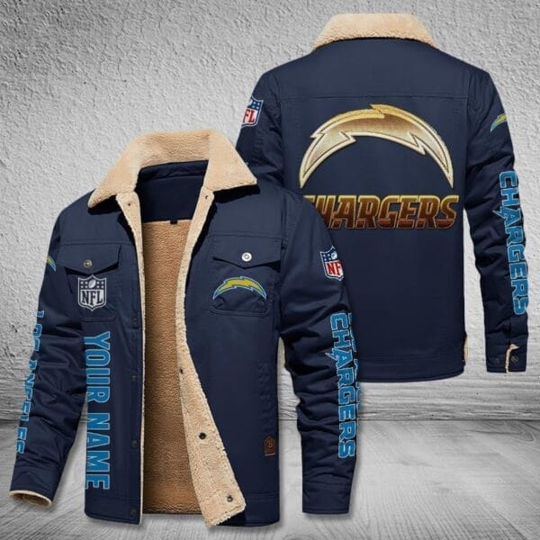 Los Angeles Chargers New Personalized Winter Fleece Bomber Jacket AMCWFBJ000025 - Image 4