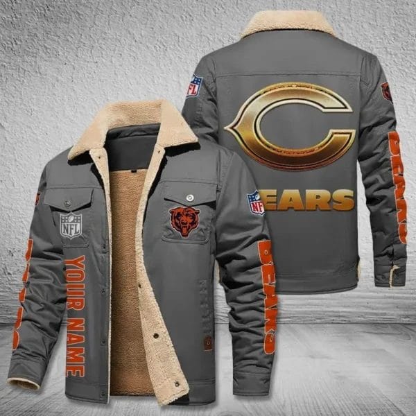 Chicago Bears New Personalized Winter Fleece Bomber Jacket AMCWFBJ000038 - Image 3