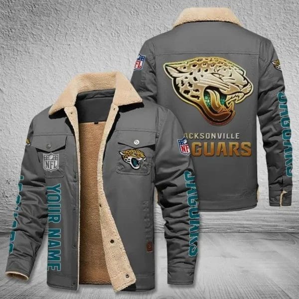 Jacksonville Jaguars New Personalized Winter Fleece Bomber Jacket AMCWFBJ000027 - Image 3
