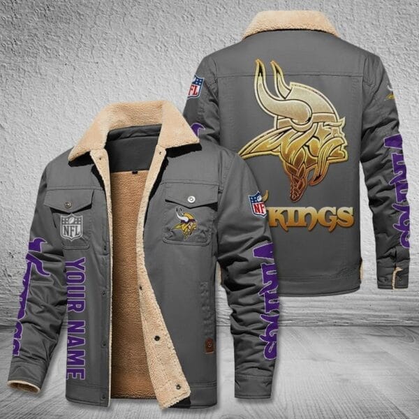 Minnesota Vikings New Personalized Winter Fleece Bomber Jacket AMCWFBJ000052 - Image 3