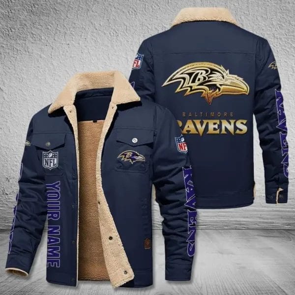 Baltimore Ravens New Personalized Winter Fleece Bomber Jacket AMCWFBJ000037 - Image 4