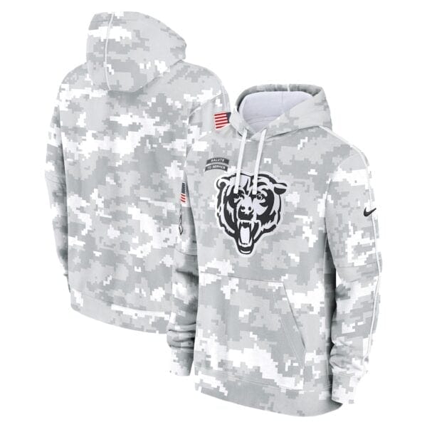 Chicago Bears Arctic Camo 2024 Salute To Service Club Pullover Hoodie AMCPHD000026