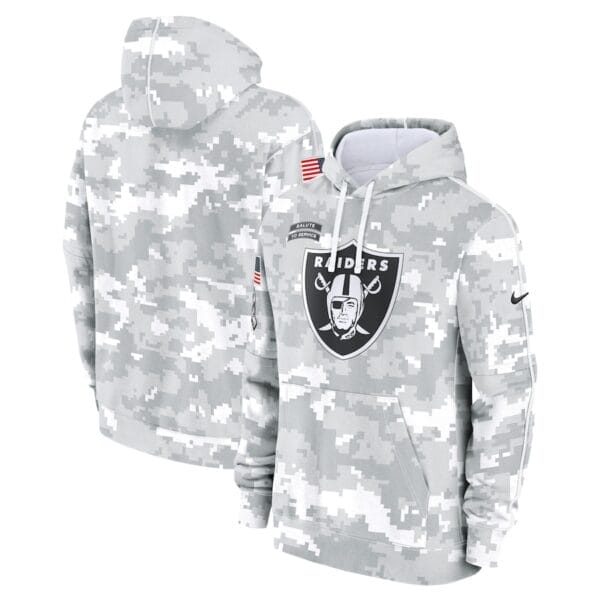 Las Vegas Raiders Arctic Camo 2024 Salute To Service Club Pullover Hoodie AMCPHD000043