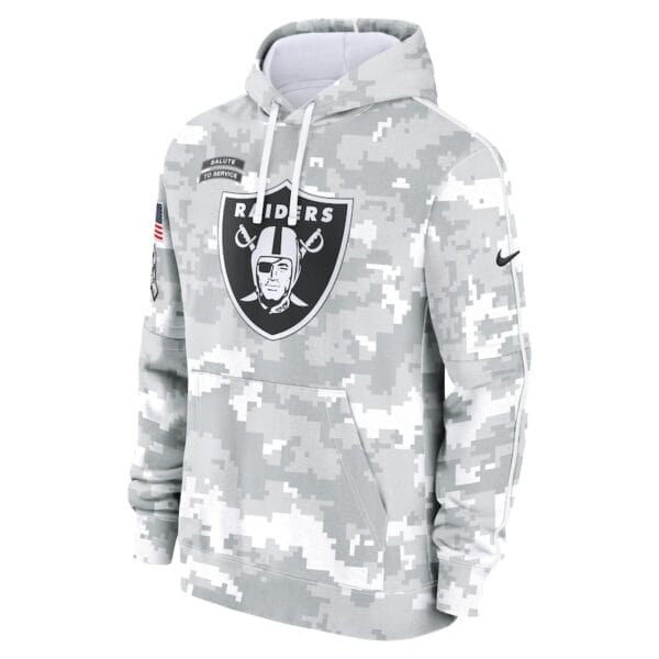 Las Vegas Raiders Arctic Camo 2024 Salute To Service Club Pullover Hoodie AMCPHD000043 - Image 2