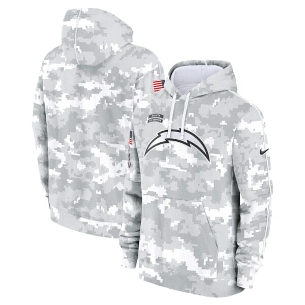 Los Angeles Chargers Arctic Camo 2024 Salute To Service Club Pullover Hoodie AMCPHD000054