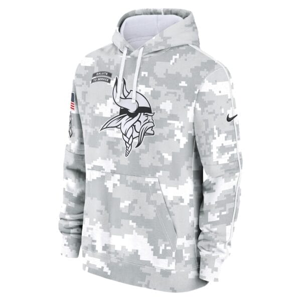 Minnesota Vikings Arctic Camo 2024 Salute To Service Club Pullover Hoodie AMCPHD000027 - Image 2