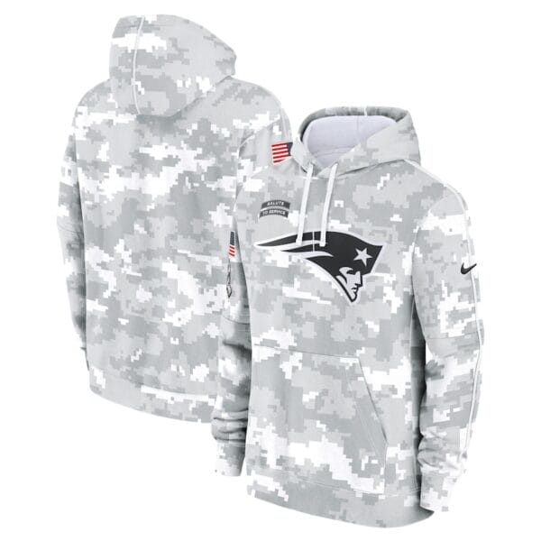 New England Patriots Arctic Camo 2024 Salute To Service Club Pullover Hoodie AMCPHD000033