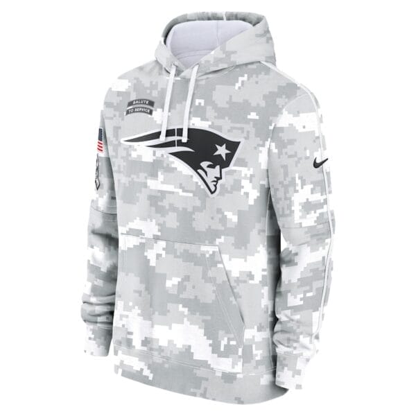New England Patriots Arctic Camo 2024 Salute To Service Club Pullover Hoodie AMCPHD000033 - Image 2