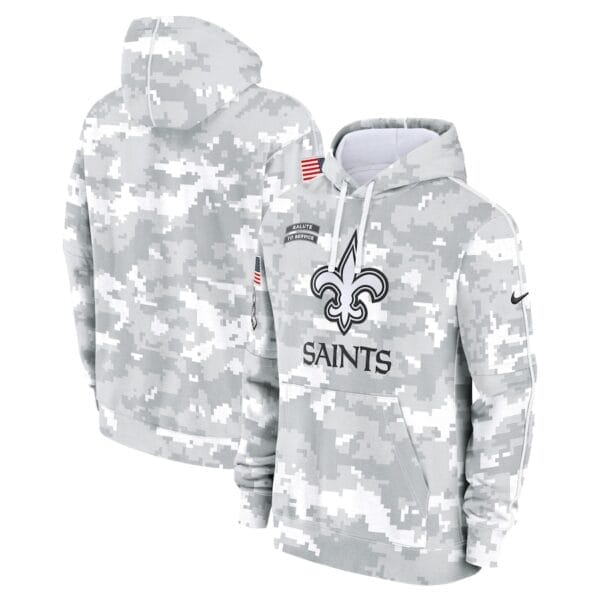 New Orleans Saints Arctic Camo 2024 Salute To Service Club Pullover Hoodie AMCPHD000050