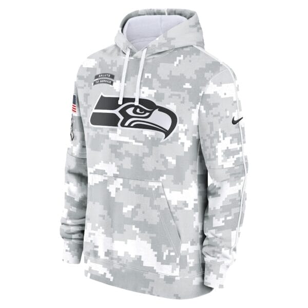 Seattle Seahawks Arctic Camo 2024 Salute To Service Club Pullover Hoodie AMCPHD000040 - Image 2