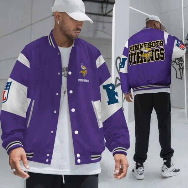 Minnesota Vikings Patriots National Football Conference Unisex Varsity Jacket Limited Edition AMCVJK0000106 - Image 4
