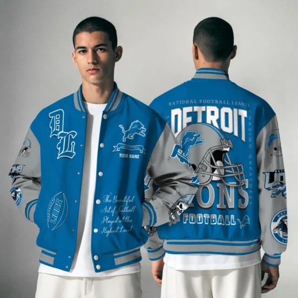 Detroit Lions National Football Conference Unisex Varsity Jacket Limited Edition AZTAVJK0000135 - Image 4