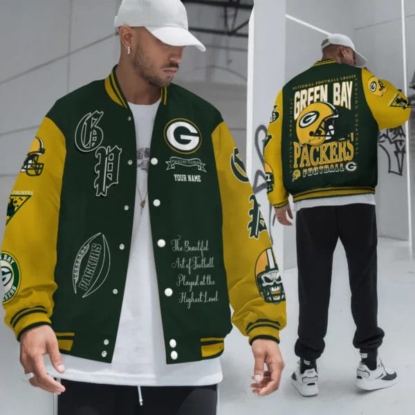 Green Bay Packers National Football Conference Unisex Varsity Jacket Limited Edition AZTAVJK0000136 - Image 3