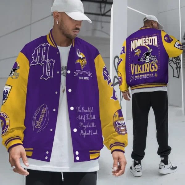 Minnesota Vikings National Football Conference Unisex Varsity Jacket Limited Edition AZTAVJK0000138 - Image 4