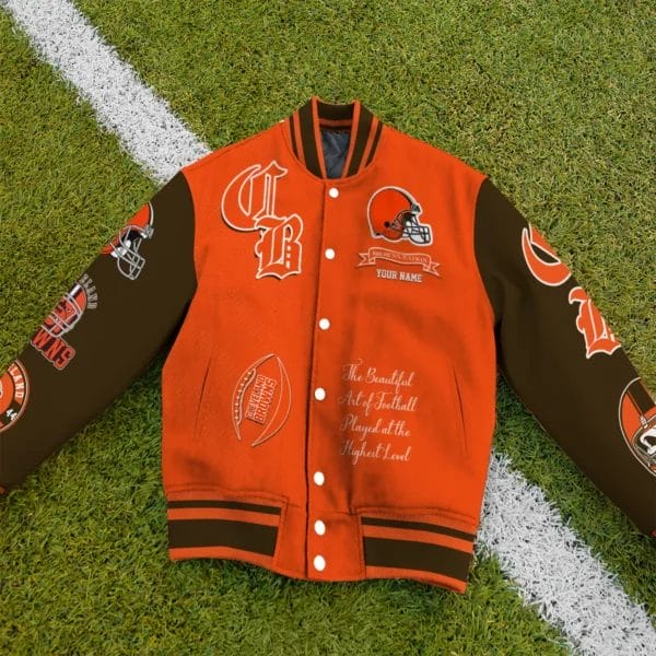 Cleveland Browns National Football Conference Unisex Varsity Jacket Limited Edition AZTAVJK0000149 - Image 3