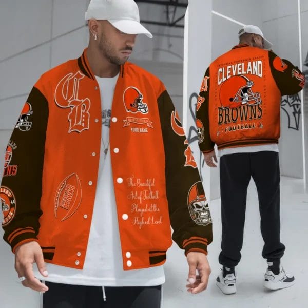 Cleveland Browns National Football Conference Unisex Varsity Jacket Limited Edition AZTAVJK0000149 - Image 4
