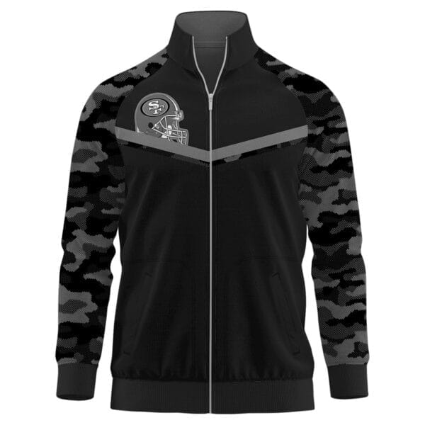 San Francisco 49ers Premium Unisex Camo Stand Collar Jacket AMCSCJK000024 - Image 2