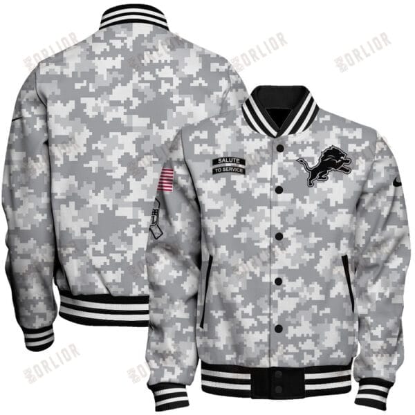 Detroit Lions National Football League Arctic Camo Unisex Varsity Jacket AMCVJK0000184