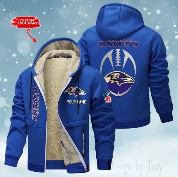 Baltimore Ravens Premium Personalized Zip-Up Velvet Jacket AMCZUVJK000027 - Image 2