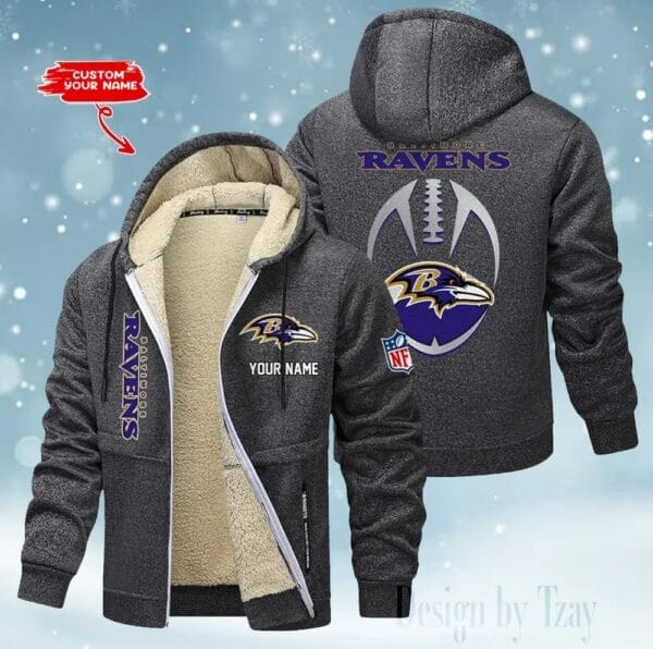 Baltimore Ravens Premium Personalized Zip-Up Velvet Jacket AMCZUVJK000027 - Image 5