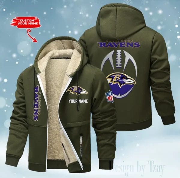 Baltimore Ravens Premium Personalized Zip-Up Velvet Jacket AMCZUVJK000027 - Image 7