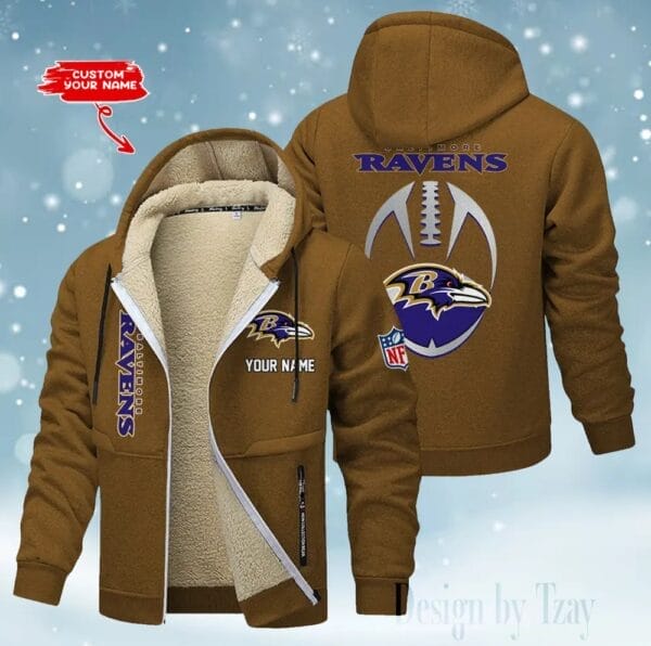 Baltimore Ravens Premium Personalized Zip-Up Velvet Jacket AMCZUVJK000027 - Image 9