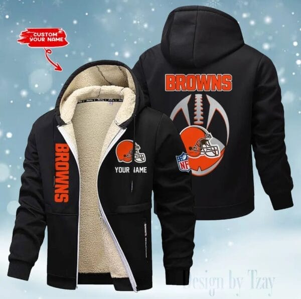 Cleveland Browns Premium Personalized Zip-Up Velvet Jacket AMCZUVJK000031 - Image 4