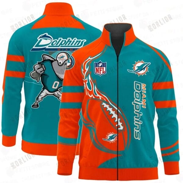 Miami Dolphins Premium All-Over Print Stand Collar Jacket AMCSCJK000074