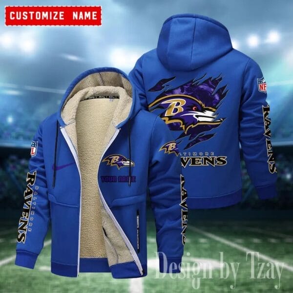 Baltimore Ravens Premium Personalized Zip-Up Velvet Jacket AMCZUVJK000013 - Image 2