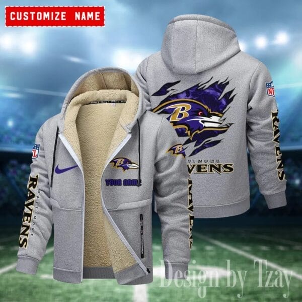 Baltimore Ravens Premium Personalized Zip-Up Velvet Jacket AMCZUVJK000013 - Image 4