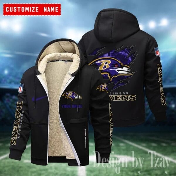 Baltimore Ravens Premium Personalized Zip-Up Velvet Jacket AMCZUVJK000013 - Image 5