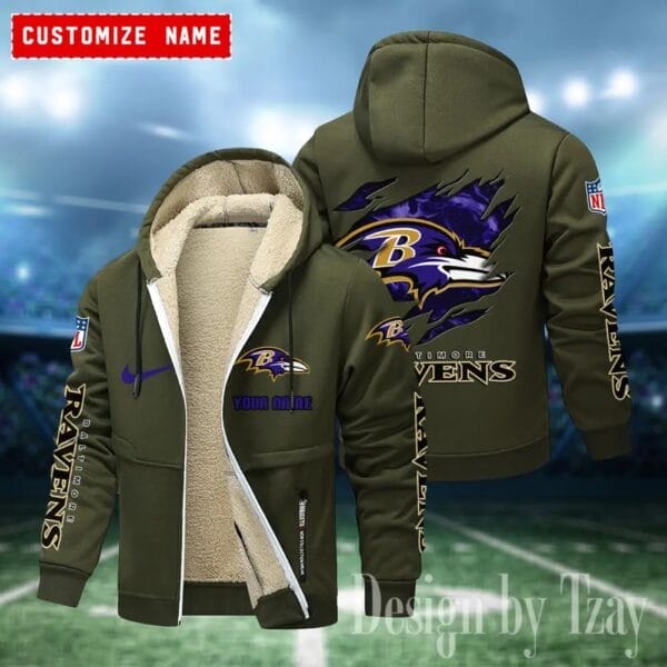 Baltimore Ravens Premium Personalized Zip-Up Velvet Jacket AMCZUVJK000013 - Image 8