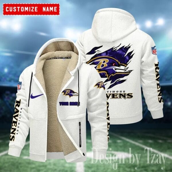 Baltimore Ravens Premium Personalized Zip-Up Velvet Jacket AMCZUVJK000013 - Image 9