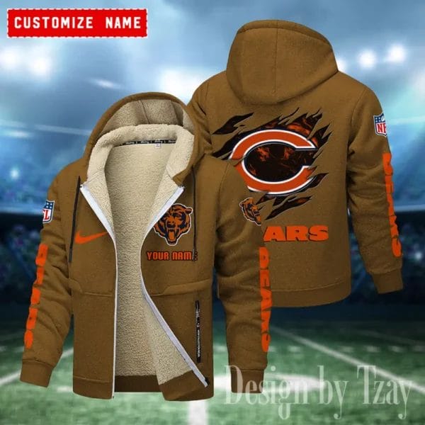 Chicago Bears Premium Personalized Zip-Up Velvet Jacket AMCZUVJK000015