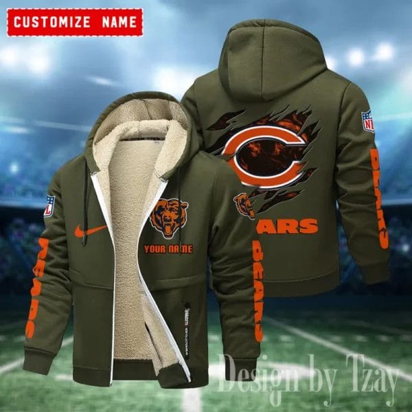 Chicago Bears Premium Personalized Zip-Up Velvet Jacket AMCZUVJK000015 - Image 3
