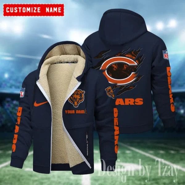 Chicago Bears Premium Personalized Zip-Up Velvet Jacket AMCZUVJK000015 - Image 4