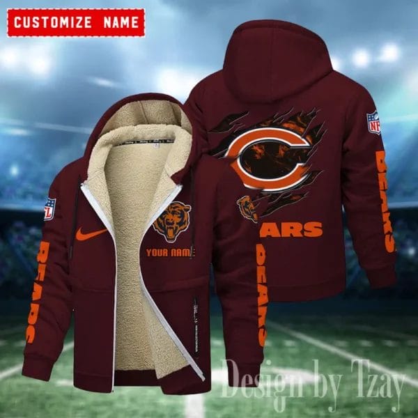 Chicago Bears Premium Personalized Zip-Up Velvet Jacket AMCZUVJK000015 - Image 6
