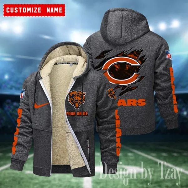Chicago Bears Premium Personalized Zip-Up Velvet Jacket AMCZUVJK000015 - Image 7