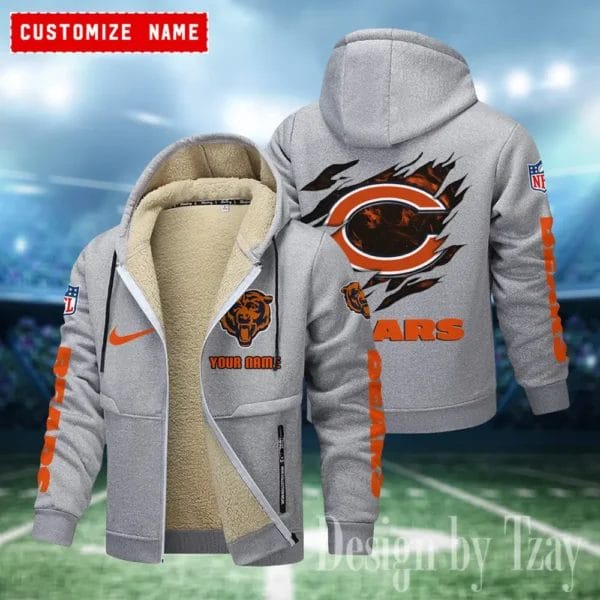 Chicago Bears Premium Personalized Zip-Up Velvet Jacket AMCZUVJK000015 - Image 9