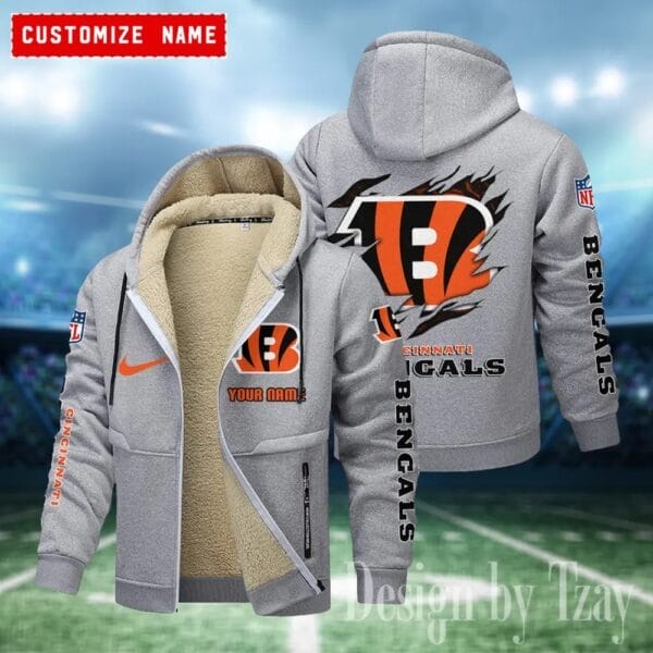 Cincinnati Bengals Premium Personalized Zip-Up Velvet Jacket AMCZUVJK000016