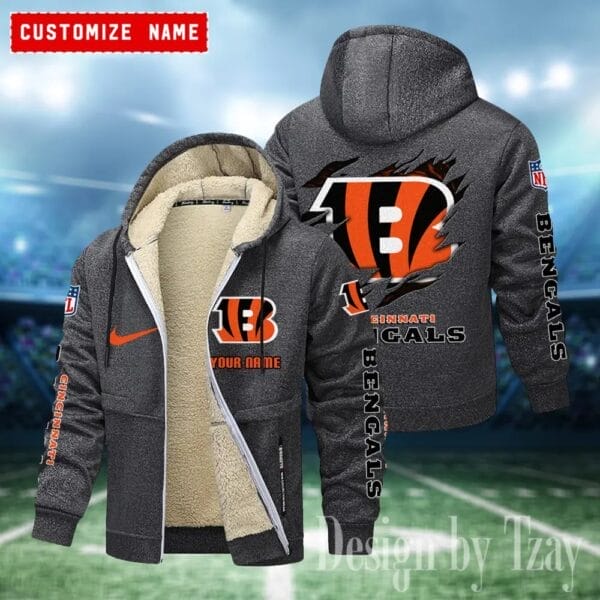 Cincinnati Bengals Premium Personalized Zip-Up Velvet Jacket AMCZUVJK000016 - Image 3