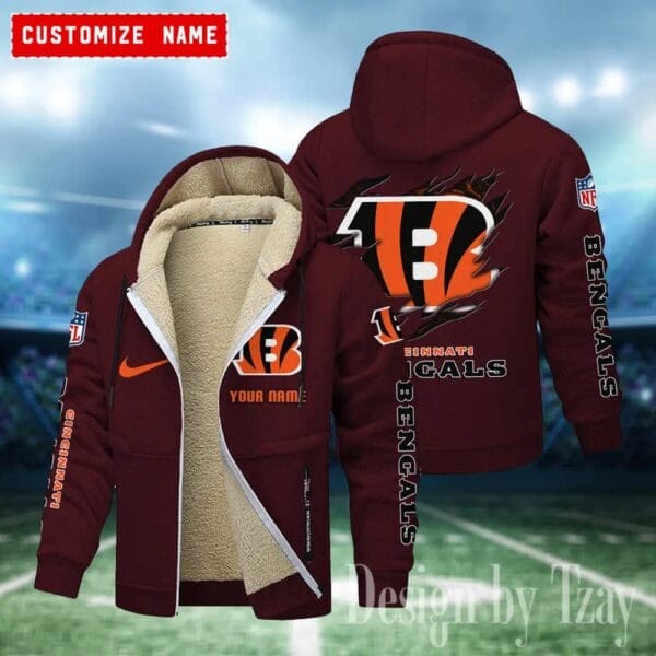 Cincinnati Bengals Premium Personalized Zip-Up Velvet Jacket AMCZUVJK000016 - Image 4