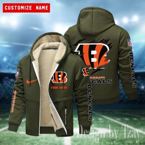 Cincinnati Bengals Premium Personalized Zip-Up Velvet Jacket AMCZUVJK000016 - Image 5