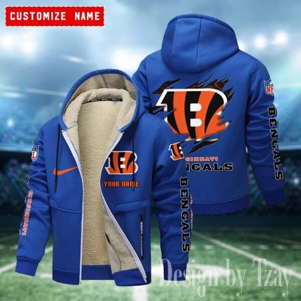 Cincinnati Bengals Premium Personalized Zip-Up Velvet Jacket AMCZUVJK000016 - Image 8