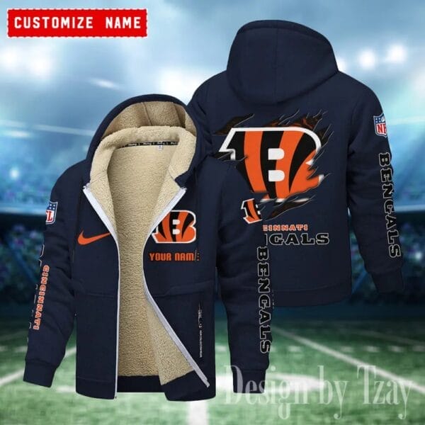 Cincinnati Bengals Premium Personalized Zip-Up Velvet Jacket AMCZUVJK000016 - Image 9