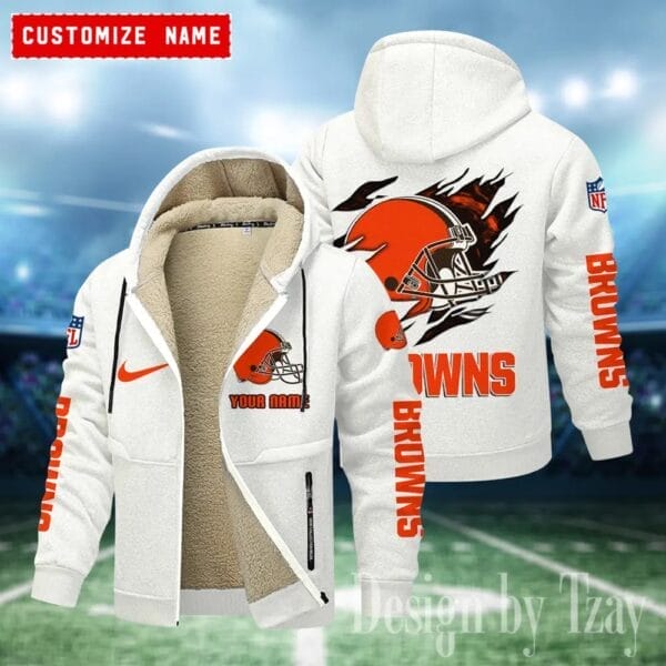 Cleveland Browns Premium Personalized Zip-Up Velvet Jacket AMCZUVJK000017