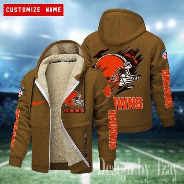 Cleveland Browns Premium Personalized Zip-Up Velvet Jacket AMCZUVJK000017 - Image 2
