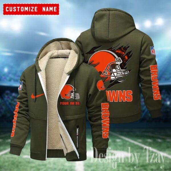 Cleveland Browns Premium Personalized Zip-Up Velvet Jacket AMCZUVJK000017 - Image 3