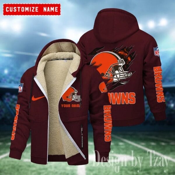 Cleveland Browns Premium Personalized Zip-Up Velvet Jacket AMCZUVJK000017 - Image 4