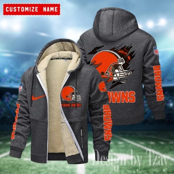 Cleveland Browns Premium Personalized Zip-Up Velvet Jacket AMCZUVJK000017 - Image 5
